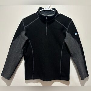 Kuhl Kashmira Quarter Zip Pullover Black and Gray, Boys Medium (10-12)